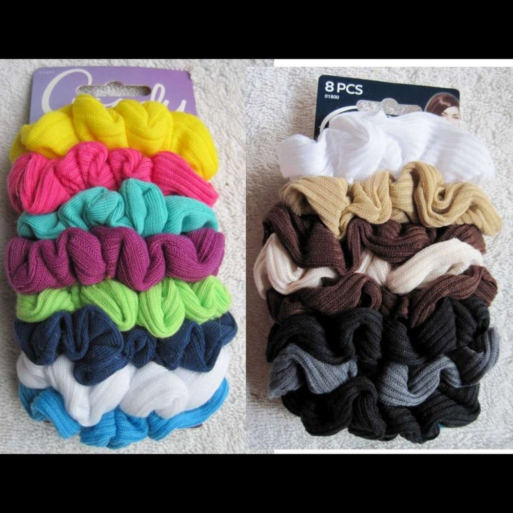 8 Goody Ouchless Gentle Scrunchie Elastic Ponytailer Hair Bands Soft Fabric Java